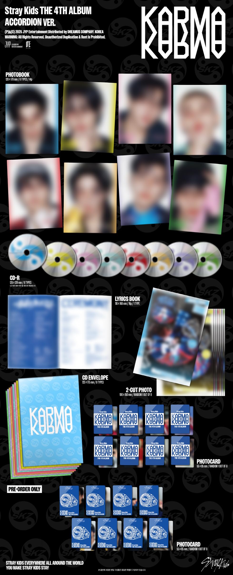 Stray Kids KARMA アコーディオン 8種セット 未開封 8種まとめ買い] Stray Kids THE 4TH ALBUM『KARMA』 ACCORDION